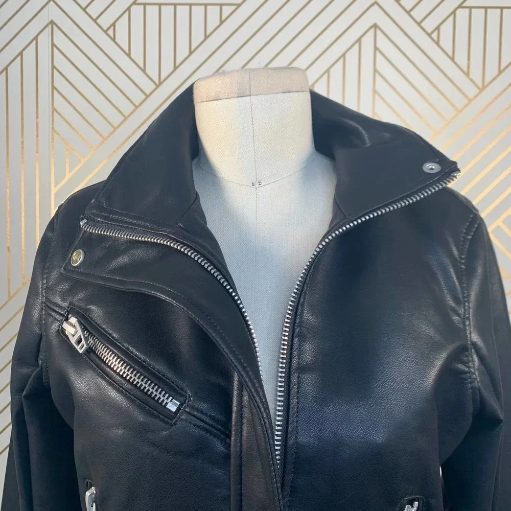 BLANKNYC Faux Leather Full Zip Moto‎ Jacket Black